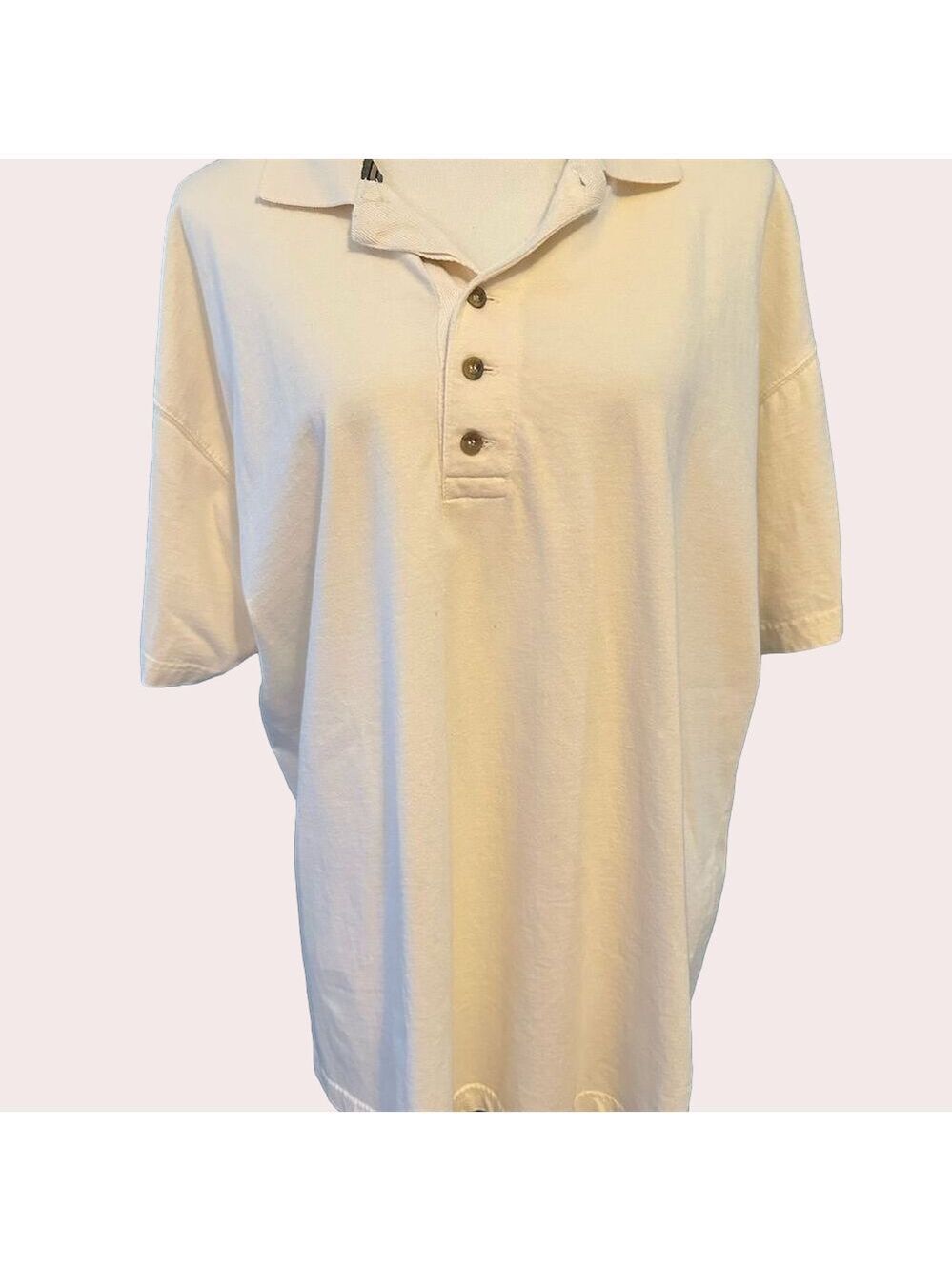 Vintage Duck Head Men's Ivory Polo Shirt Size Large Short Sleeve